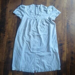 Vtg House Dress Mu Mu Heiress White Pink Blue Floral 60s 70s Gown Snap No Size